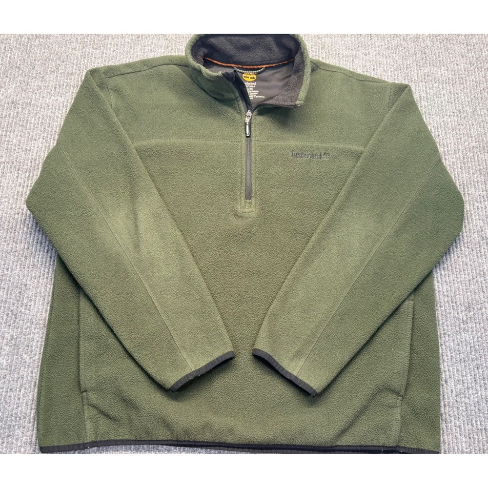 Timberland Mens XL Fleece Quarter Zip Pullover Olive Green 581E100 Mock Neck